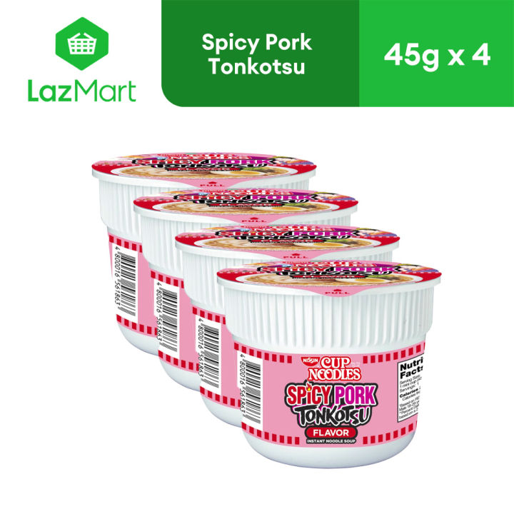Nissin Cup Noodles Mini Spicy Pork Tonkotsu 45g - Pack of 4