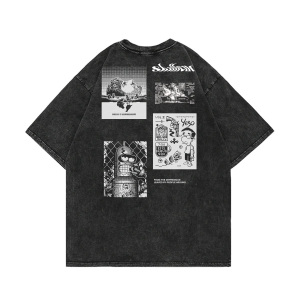 Kaos Pria Wanita Jumbo Motif Hitam Washed By Skullend