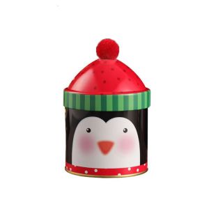 JFDHGR Tinplate Christmas Candy Storage Box Sealed Santa Claus/Snowman/Penguin Christmas Biscuits Cookie Jar Cute Decorative Christmas Hat Storage Tin for Kids