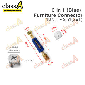 ClassAHW 40mm Furniture 3in1 Bolt & Nut Connector Parts Screw Fastener Cam Lock Fitting Dowel 3 in 1 Ikea Courts Spar