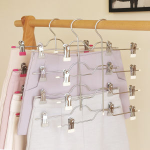4 Layers Clothes Hanger Space Saving Multipurpose Hanger Steel Hanger Besi Pants Hanger Skirts Hanger Metal Hanger 多功能衣架 Hanger Clothes Stainless Steel Pants Hanger Hanger 4 Layer