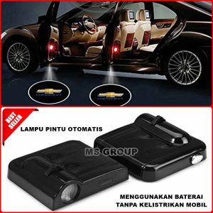 Lampu Pintu Mobil Logo LED CHEVROLET Isi 2pcs Otomatis Proyektor Nyala Saat Pintu Terbuka MS
