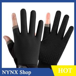 [NYNX] Summer Men Fishing Gloves Women Two Finger Cut Male Touchscreen Angling Anti-Slip Sun-Proof Breathable Cycling Fitness Gloves
