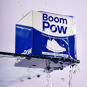 Best Seller 1 กล่อง(ใหญ่) 12 ซอง แถม ถุงเขย่า 12 ถุง - Boom Pow (บูมพาว) ผงซักรองเท้าระดับพรีเมียม