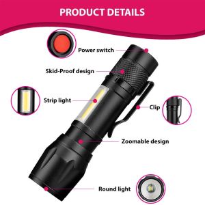 Lampu Suluh Terang LED Torch Light Flashlight Zoomable Torchlight 3 Modes Handheld Flashlight