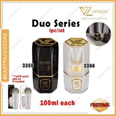 VANZO Duo Series 3355 3366 Classic Blossom English Pear & Freesia Car Perfume Car Air Freshener Pewangi Kereta 100ml Original Reed Diffuser with Cotton Stick Oil Air Freshener Home Office