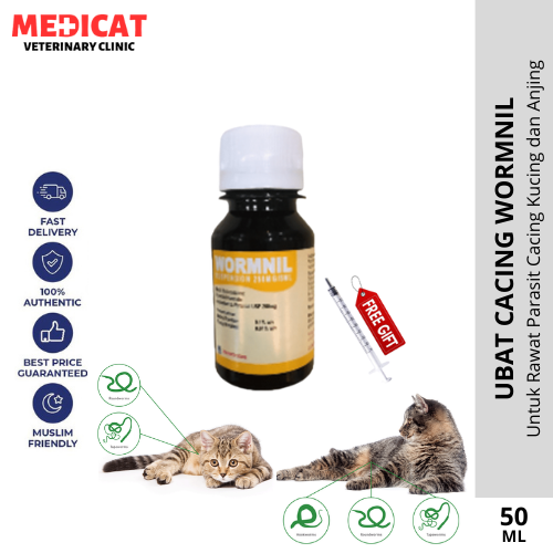 Wormnil Suspension - Ubat Cacing untuk Kucing dan Anjing - (Full Bottle = 50ML)