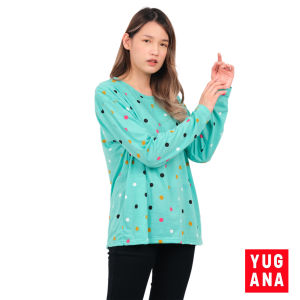 YUGANA - NENY Kaos Oversize Wanita Lengan Panjang Polkadot