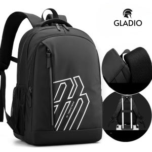 GLADIO Tas Ransel Laptop Backpack Mewah GLD107B5 Kekinian Alcott Kulit Keren Hitam Premium Pria