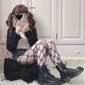 Quần Tất Lưới Nữ Họa Tiết Hình Thoi Cá Tính Co Giãn 4 Chiều Ôm Chân Tôn Dáng Phong Cách Hàn Quốc