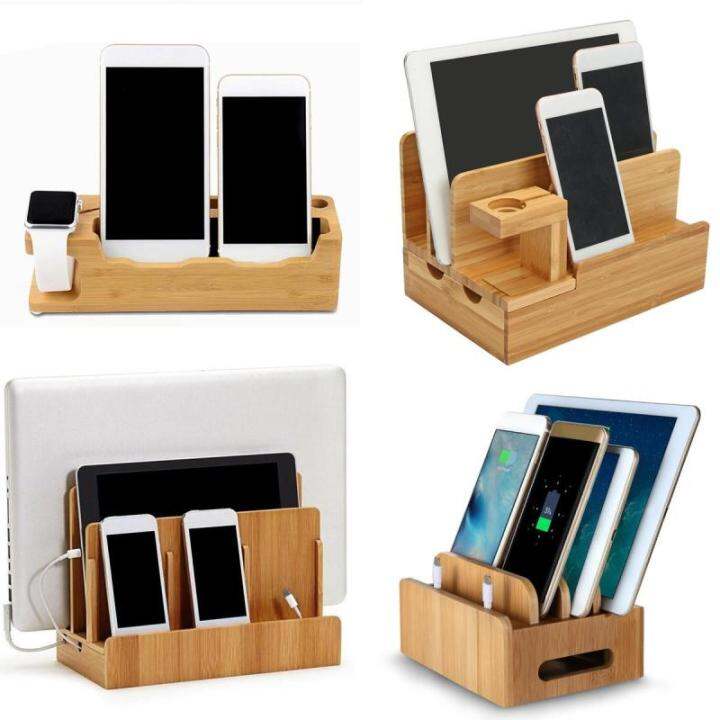 Bamboo Multi-function Mobile Phone Charging Holder Multi-device ...