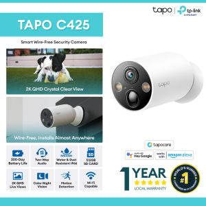 TP-Link Tapo C425 High-Resolution 2K QHD Color Night Vision Smart Security Camera with 128GB SD Card Wi-Fi IP66 Weatherproof 100% Wireless Magnetic Installation