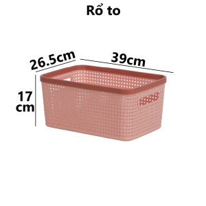Rổ viền mây HOKORI nhựa VIỆT NHẬT cao cấp - Đan mây tre đựng đồ quần áo bé bánh kẹo - 3517/8/9/20