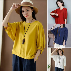 Áo sơ mi nữ kiểu tay lỡ form rộng Áo cánh dơi NeSa Shop chất liệu Đũi tơ thấm mồ hôi áo kiểu phong cách Hàn Quốc AKH.45