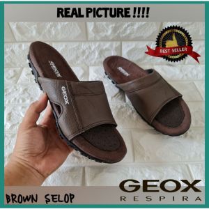 sandal pria geox coklat respira kulit