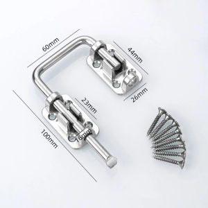 Extra Large 90 Degree Door Buckle Stainless Steel Right Angle Door Hasp Lock Sliding Barn Door Latch Stainless steel 90°/180° door latch punch-free door buckle anti-theft buckle child safety Black Self Locking Gate Latch Automatic Gravity Lever Fence