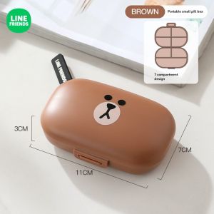 100% Authentic Line Friends Pill Box Medicine Organizer Moisture-proof Compartment Portable Outdoor Travel Container Pill Storage Box LFB186