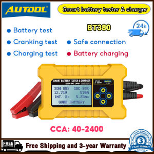 【แบตเตอรี่แบบชาร์จไฟได้】AUTOOL BT380 แบตเตอรี่ชาร์จเครื่องทดสอบแบตเตอรี่รถยนต์ รถยนต์12V ตัววิเคราะห์การหมุนของยานยนต์แบตสำรองยานพาหนะ CCA JIS DIN IEC