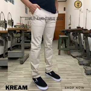 STARLEE JEANS - Celana Chino Panjang Pria Model Slimfit Bahan Cotton Scott Premium Grade A Warna Hitam Ukuran Besar Big Size 28-38