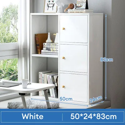LALA 6 Tier Bookshelf with Doors Multipurpose Shelf/Rak Buku 3 Tingkat/Home Furniture Kabinet Baju Storage Cabinet/Wood Shelf 书架储物架