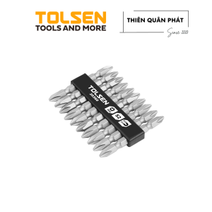 Bộ 10 đầu vít công nghiệp 2 đầu cộng (+ PH2/PH2x65mm) có nam châm  thép S2 phủ Satin Tolsen 20360