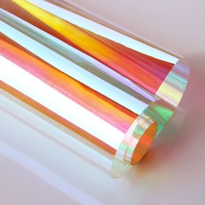SWEET Antistatic EnvironmentProtection Waterproof Shopping Mall Display DIY 3D Dichroic Wear-resisting Protective Glass Home Decor Glass Sticker Gradual Decorative Film Window Film Rainbow Color Sticker