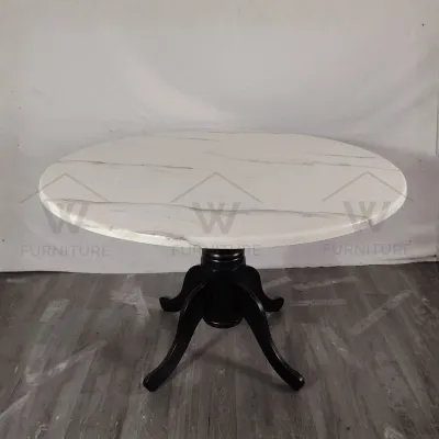 Wfurniture Restaurant Super Top Wood Dining Table Office Round Discussion Table Meja Makan Murah