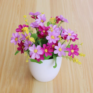 【With pot】Artificial Flower Bonsai Potted Plant Easy to Maintain Photography Props Fake Flower Indoor Decoration Bedroom Living Room Home