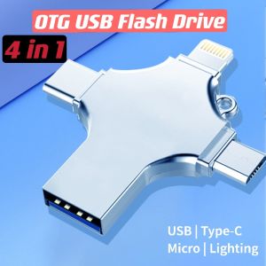 COD COD 4-in-1 Flash Drive USB 3.0 Memory Stick 256GB/128GB OTG Pendrive Fast Speed Type-C For Apple For Android PC