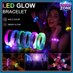 10pcs LED Light Up Bracelets Acrylic Glow In The Dark Party Supplies Flashing Wristband Bar for Kids