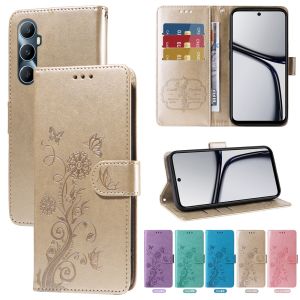 New Phone Case For OPPO Realme C75 C67 C65 C63 C61 C55 C53 C35 C25Y C25S C25 C21Y C21 C20 C11 2021 C15 C12 Lucky Flower Magnetic Leather Wallet Card Slot Flip Case Casing