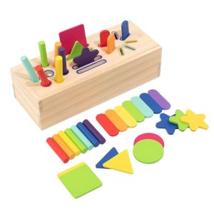YUDESHUI Hình dạng 3D Hộp phân loại hình dạng Kỹ năng vận động tinh Gỗ Trò chơi giáo dục Montessori Đào tạo phát triển năng lực Hình khối hình học Đồ chơi phân loại màu sắc và hình dạng Trường mầm non