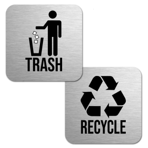 Trash and Recycle Stickers Set of 2 Outdoor Indoor Kitchen Home Office Organization Garbage Bin and Waste Basket Label