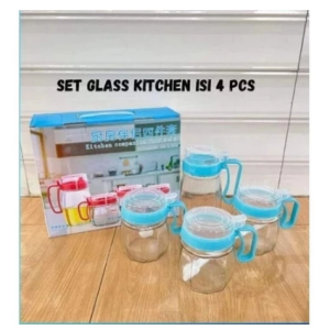 BOTOL MINYAK & TEMPAT BUMBU SET ISI 4 PCS - TOPLES TEMPAT BUMBU OIL POT SET - KITCHEN JAR SET
