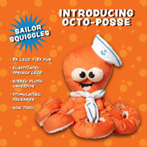 FuzzYard Octo-Posse Dog Plush Toys | 5 Octopus Design with Fun Squeaker & Elasticed Springy Legs