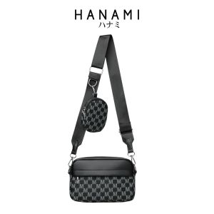 HANAMI Tas Selempang Mewah Kantor Elegan Hitam Kulit TA1158B5 Wanita Kerja Pria Akeno Formal