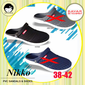 NONI Shoes - Nikko 8151 38-43 / Selop Sepatu Laki Hitam Murah / Sepatu Kerja / Sepatu Ringan / Sepatu Pantopel / Sepatu Waterproof / Sepatu Karet / Sepatu Tahan Air / Sepatu Kuliah / Sepatu karet pria / Sepatu karet / Sandal pria
