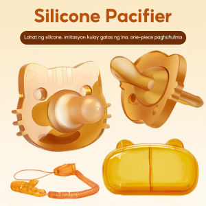 Baby Portable 3 In 1 Pacifier Set Silicone Teether Infant Pacifier With Anti-drop Chain&Nipple Box