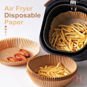 【Melody】50 PCS Air Fryer Paper Liner Disposable Air Fryer Sheet Oil-proof Parchment Paper 6.3" Non-Stick #HL0147#