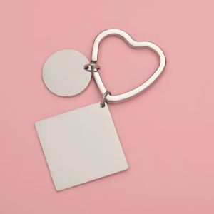New 10Pcs/Lot Mirror Polished Stainless Steel Key Chain Hanging Square Round Pendant Keyring For DIY Jewelry Making Keychain.