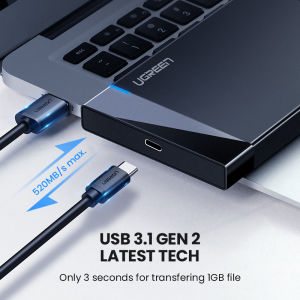 UGREEN USB C Hard Drive Enclosure 2.5 inch USB 3.1 Gen 2 Type C to SATA External Hard Drive Disk Case Adapter Housing for 9.5mm 7.5mm 2.5 Inch SATA I II III PS4 HDD SSD Up to 6TB