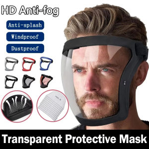 Transparent Full Faceshield Mask Dustproof Anti-fog with Filter Oil Splash Protective Mask Reusable Security Protection