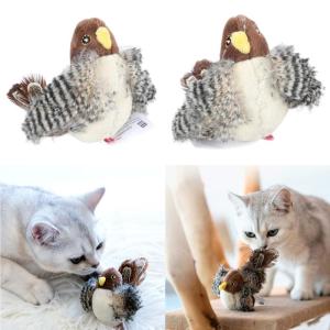 Cats Teething Toy Chirping Bird Shape for Kitten Chew Better Attract Cats Cartoon Bird Shape Exercise Training