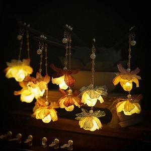 KUXMTC ประณีตประณีตประณีต เรโทร ของเก่าแบบโบราณ เครื่องประดับศีรษะเรืองแสง ดอกไม้ประดับดอกไม้ ไม้สำหรับไม้ กิ๊บติดผมเรืองแสง ผ้าผ้าทอ แท่งขน Hanfu กิ๊บติดผมไม้ กิ๊บติดผมสไตล์โบราณ เครื่องประดับผมสไตล์จีน