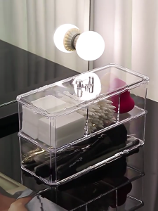 Bộ 2 rõ ràng trang điểm ngăn kéo lưu trữ thuận tiện nhựa mỹ phẩm tổ chức ngăn kéo cho phòng tắm và vanities lưu trữ