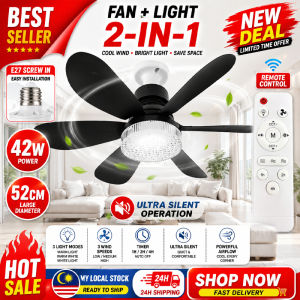 【24H SHIP】Ceiling Fan With Light LED Crystal Fan Lamp 40W E27 Silent 3 Speed Remote Control Bedroom Living Room