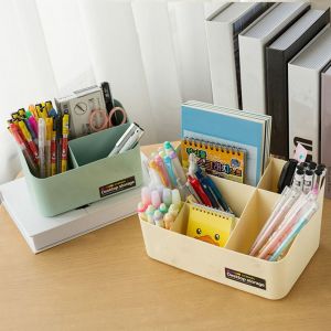 NCNC(OKDEALS01) 3/7 Grids Storage Box Space Saving Plastic Pen Holder Multifunctional Large Capacity Cosmetics Storage Case for Home