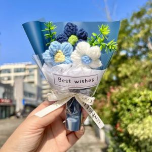 SG Specool® Handmade Crochet Mini Flower Bouquet Teachers Day Gifts for Lovers Friends Elder Knitted Artificial Flower