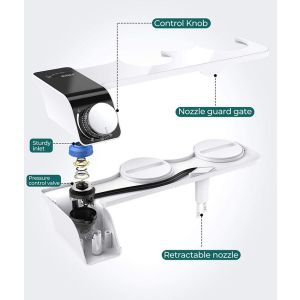【Local Warehouse】【45*22*9cm】Bidet Toilet Seat Attachment Ultra-Slim Self Cleaning Double Nozzle Bidet Adjustable Water Pressure Non-Electric Ass Sprayer Bathroom Toilet Bidet Seat Attachment Water Spray Dual Nozzles Non-Electric Self-cleaning - Cold Wate