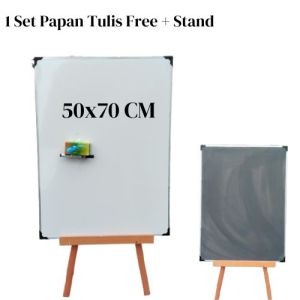 1 Set Whiteboard Standing - Penyangga Besar 90cm - Papan Tulis 50x70/60x120 Free Spidol Penghapus